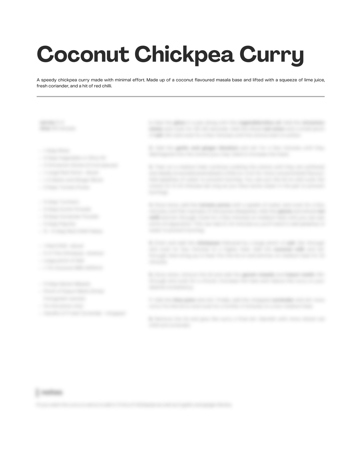 4. Coconut Chickpea Curry e-Recipe